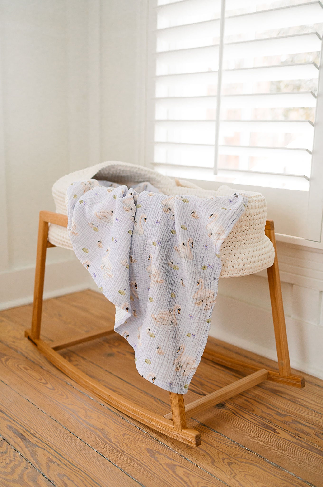 Lavendar Swan Swaddle Blanket