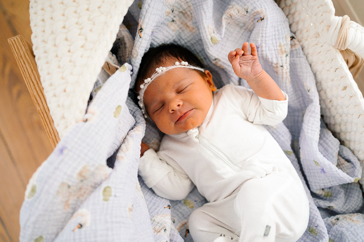 Lavendar Swan Swaddle Blanket