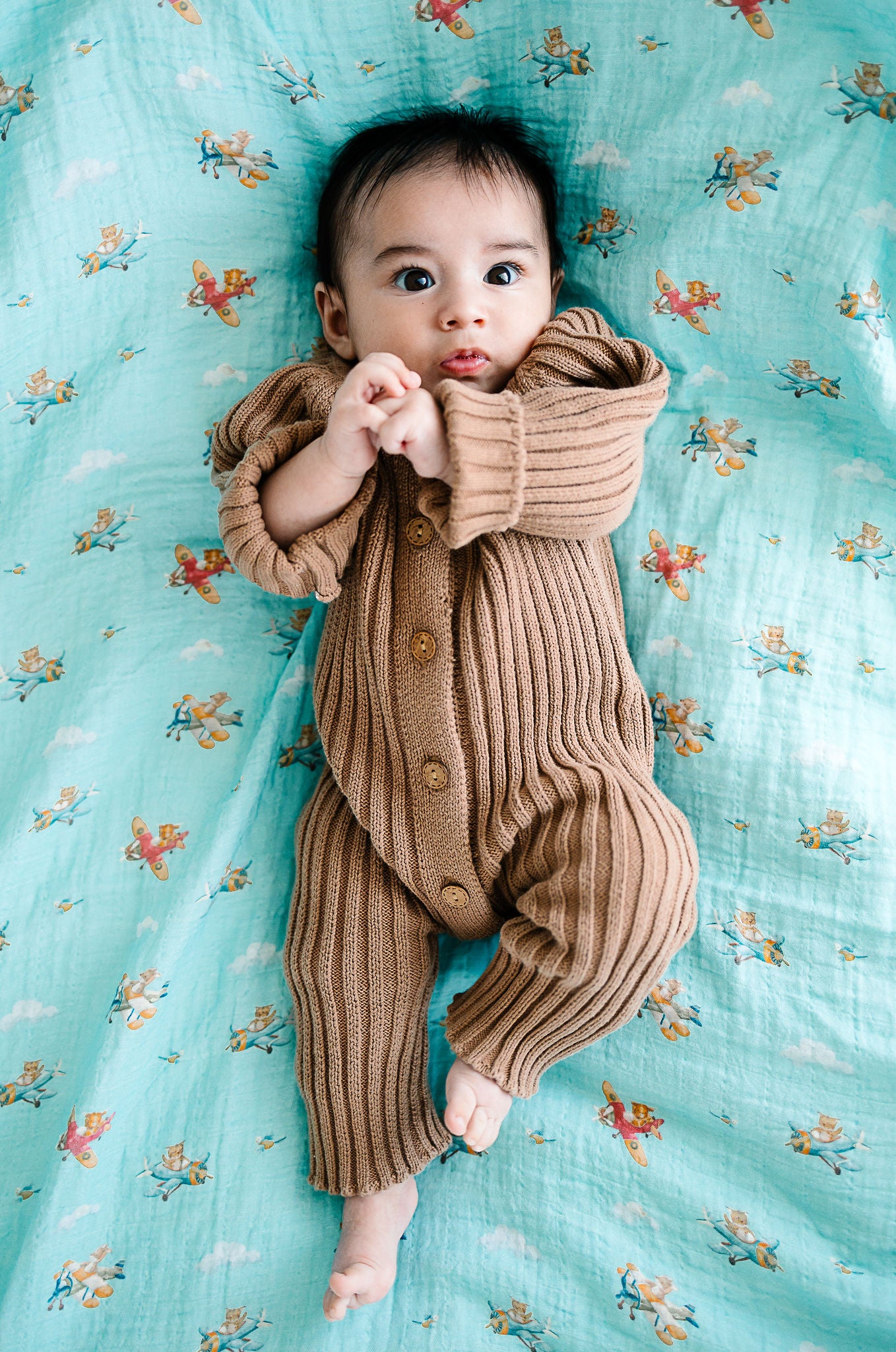 Blue Animal Aviation Swaddle Blanket