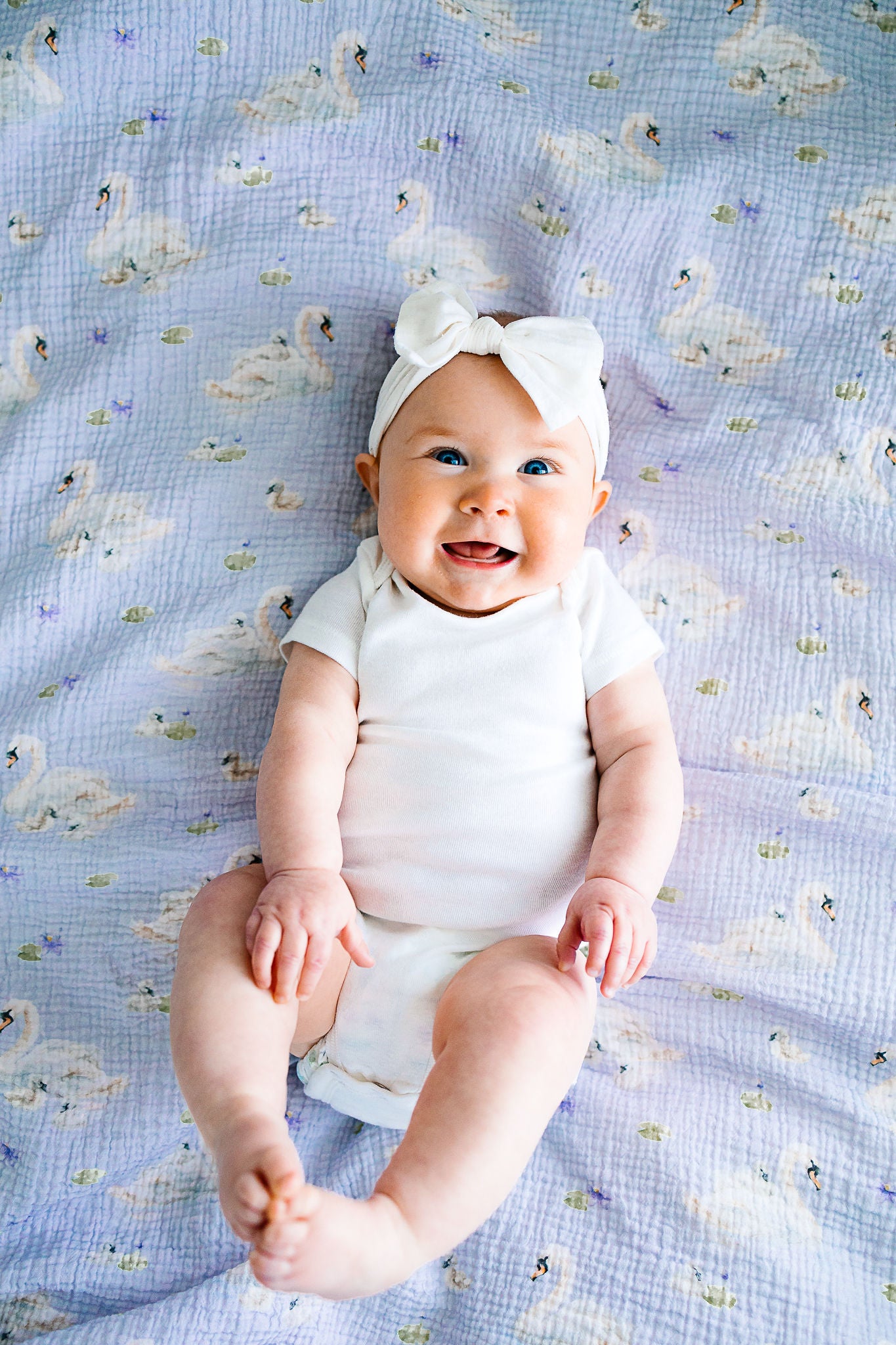Lavendar Swan Swaddle Blanket