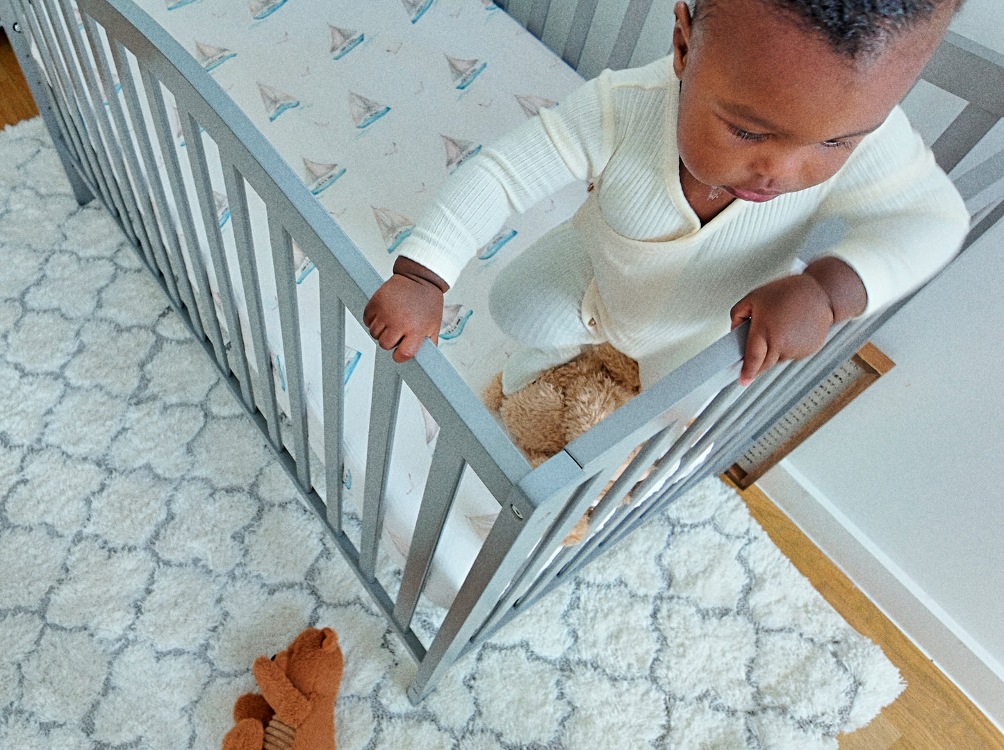 Sailboat Organic Cotton Crib Fitted Sheet Set