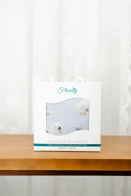 Lavendar Swan Swaddle Blanket