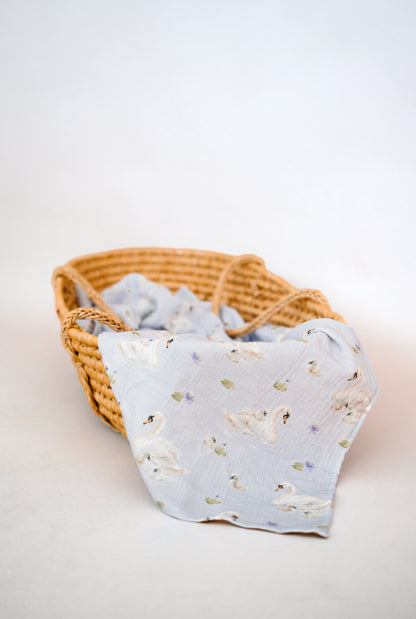 Lavendar Swan Swaddle Blanket